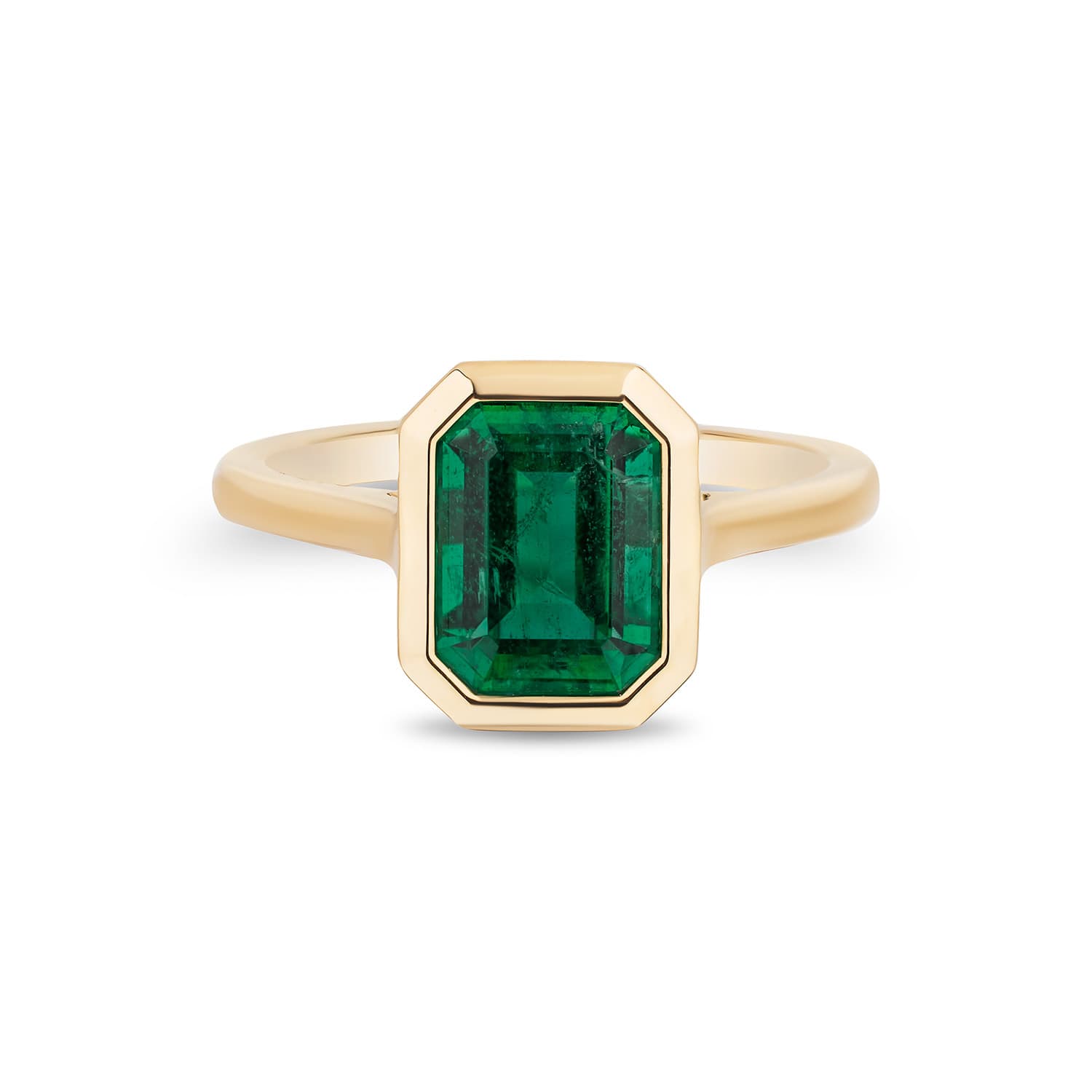 4.70ct Green Emerald Bezel Ring - View 1